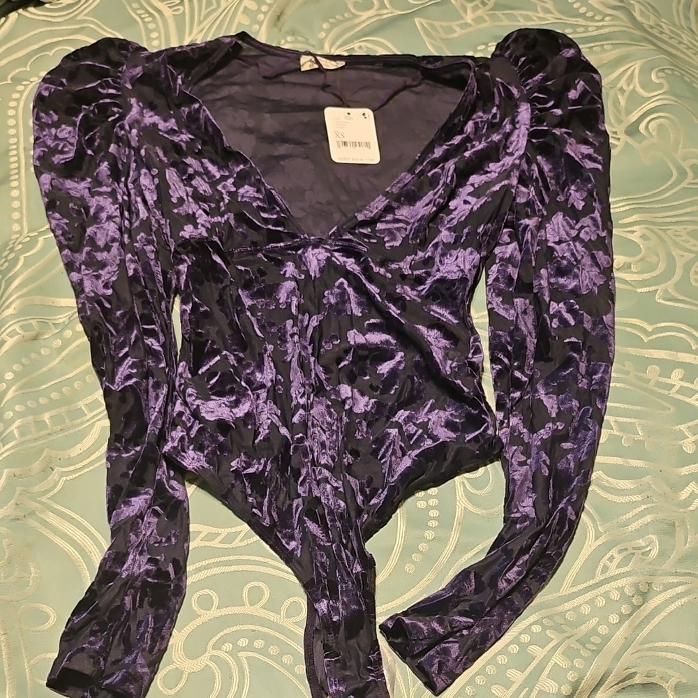Free People Purple Velvet Women's Top